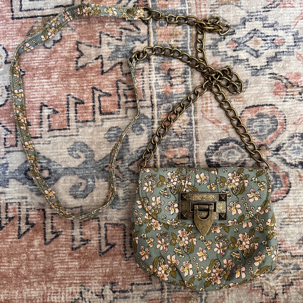 Floral Mini Purse with Chain Detail